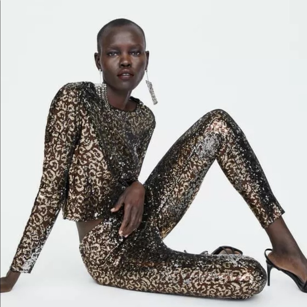 Zara sequin leggings size L